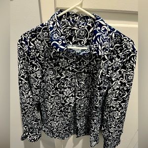 Mens Navy Print Dress Shirt